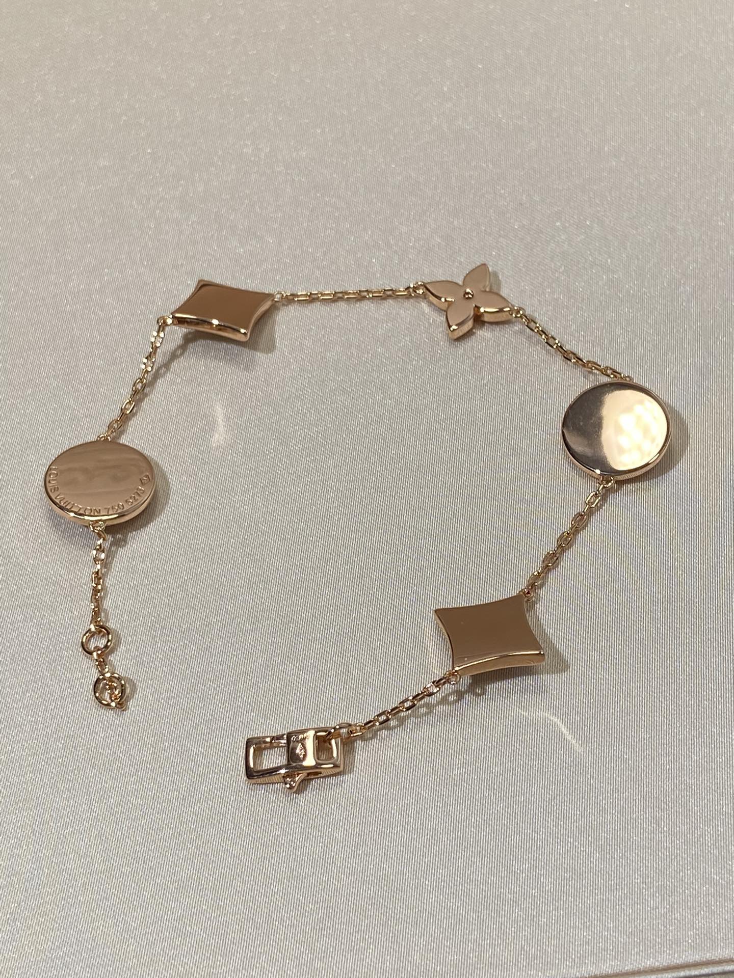 [Solara Jewelry]STAR AND SUN 5 MOTIF MOP PINK GOLD BRACELET