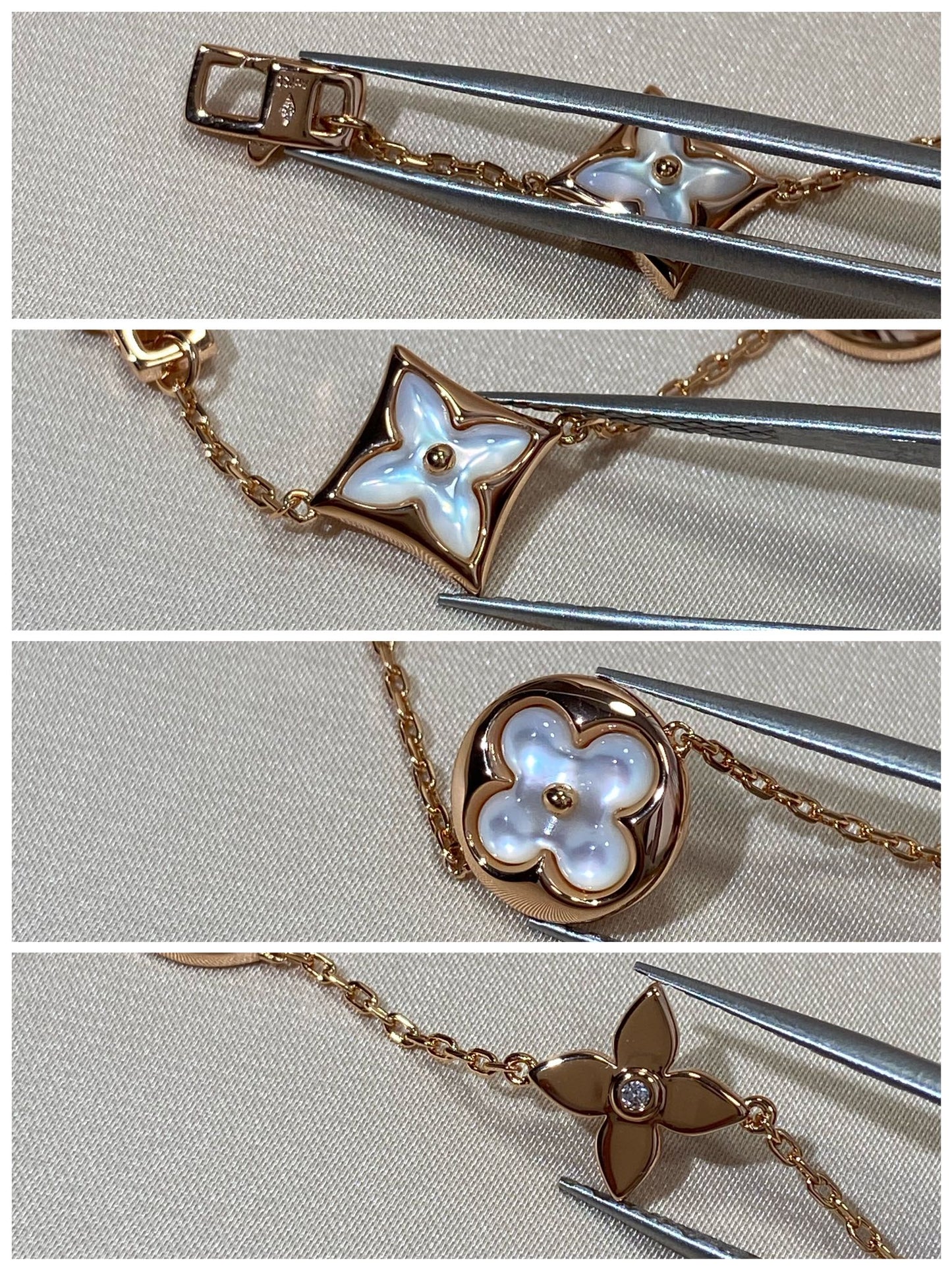 [Solara Jewelry]STAR AND SUN 5 MOTIF MOP PINK GOLD BRACELET