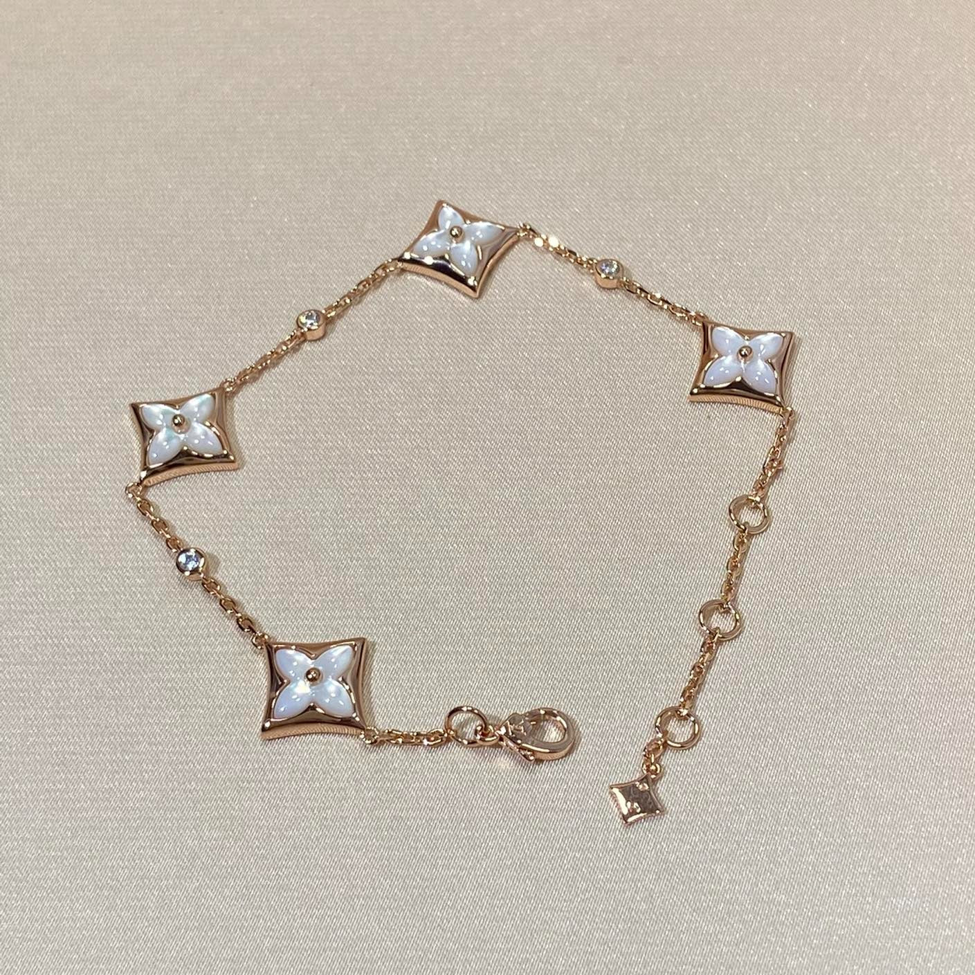 [Solara Jewelry]STAR 4 MOTIF MOP DIAMOND PINK GOLD BRACELET