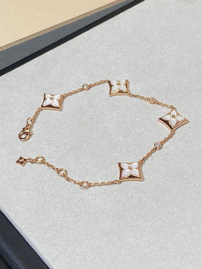 [Solara Jewelry]STAR 4 MOTIF MOP DIAMOND PINK GOLD BRACELET
