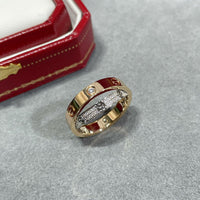 [Solara Jewelry]LOVE PINK GOLD SILVER DIAMOND DOUBLE RING