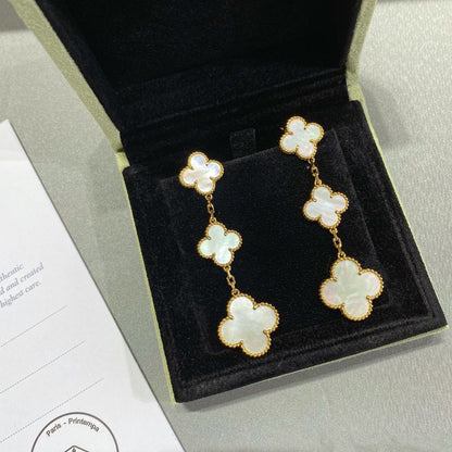 [Solara Jewelry]CLOVER MOP 3 MOTIFS GOLD EARRINGS