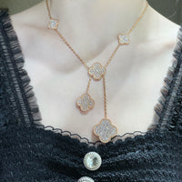 [Solara Jewelry]CLOVER 6 MOTIF DIAMOND PAVED NECKLACE