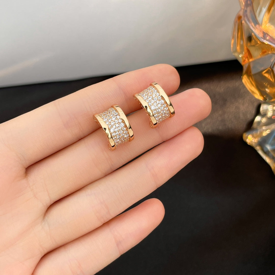 [Solara Jewelry]ZERO 1 DIAMOND PAVED EARRINGS