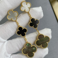 [Solara Jewelry]CLOVER 3 MOTIF MOP ONYX DARK MOP PINK GOLD EARRINGS