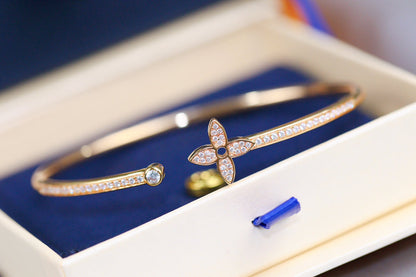[Solara Jewelry]IDYLLE PINK GOLD OPEN BRACELET DIAMOND PAVED