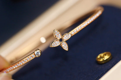 [Solara Jewelry]IDYLLE PINK GOLD OPEN BRACELET DIAMOND PAVED