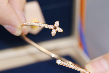 [Solara Jewelry]IDYLLE PINK GOLD OPEN BRACELET DIAMOND PAVED