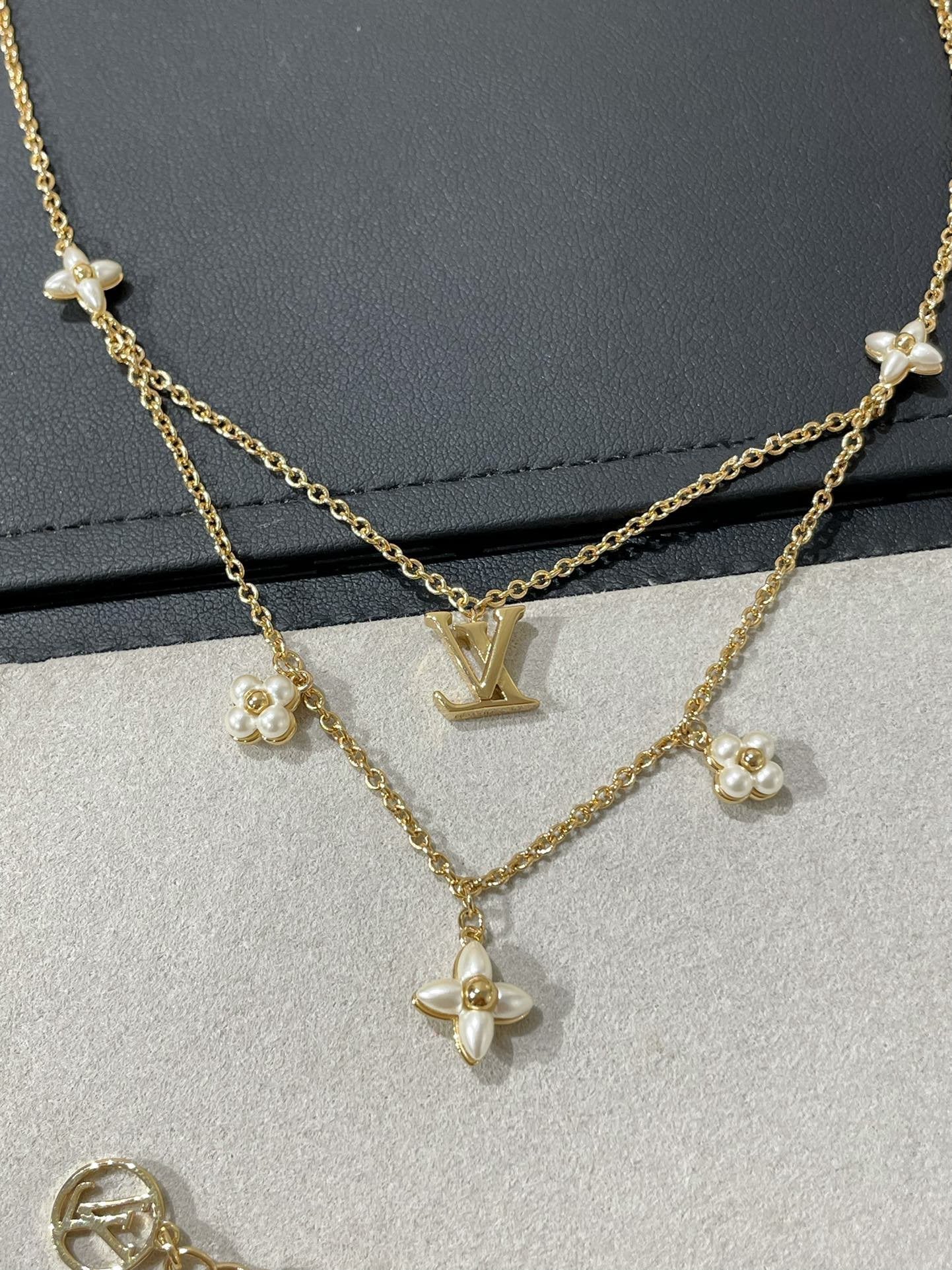 [Solara Jewelry]FLOWERGRAM GOLD MOP DOUBLE ROW NECKLACE