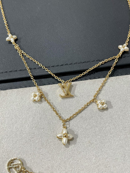 [Solara Jewelry]FLOWERGRAM GOLD MOP DOUBLE ROW NECKLACE