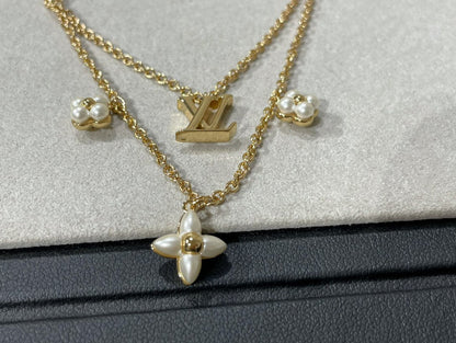 [Solara Jewelry]FLOWERGRAM GOLD MOP DOUBLE ROW NECKLACE