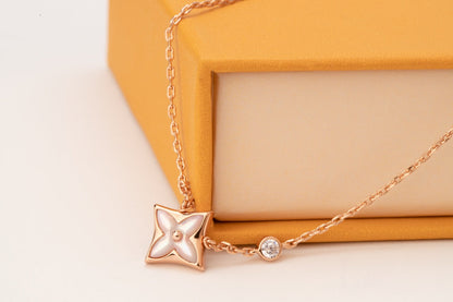 [Solara Jewelry]STAR PINK MOP 1 DIAMOND PINK GOLD NECKLACE