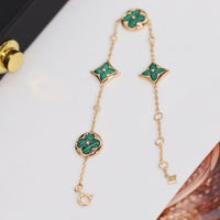 [Solara Jewelry]STAR AND SUN 4 MOTIF PINK GOLD MALACHITE BRACELET