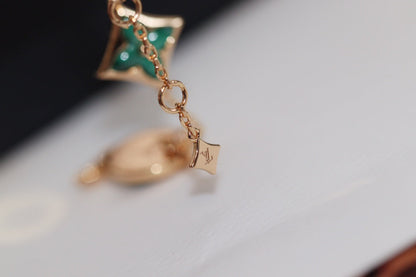 [Solara Jewelry]STAR AND SUN 4 MOTIF PINK GOLD MALACHITE BRACELET