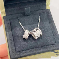 [Solara Jewelry]PERLEE DOUBLE PENDANT SILVER DIAMOND NECKLACE