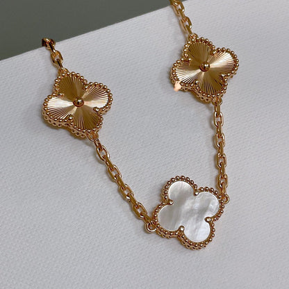 [Solara Jewelry]CLOVER BRACELET 5 MOTIF WHITE MOP PINK GOLD