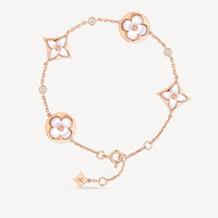 [Solara Jewelry]STAR AND SUN 4 MOTIF WHITE MOP PINK GOLD BRACELET