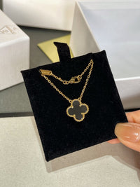 [Solara Jewelry]CLOVER ROCK CRYSTAL ROSE GOLD NECKLACE