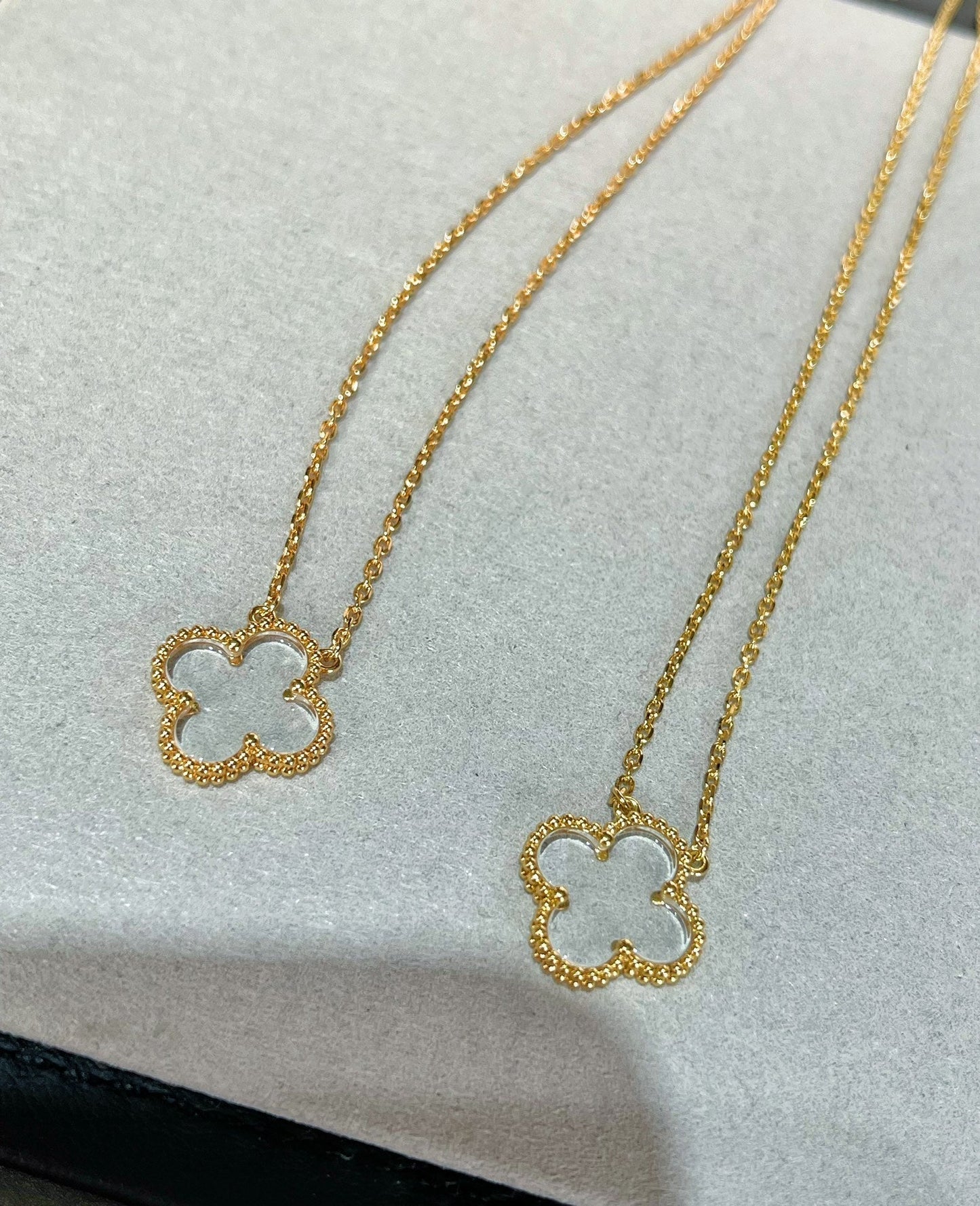 [Solara Jewelry]CLOVER ROCK CRYSTAL ROSE GOLD NECKLACE