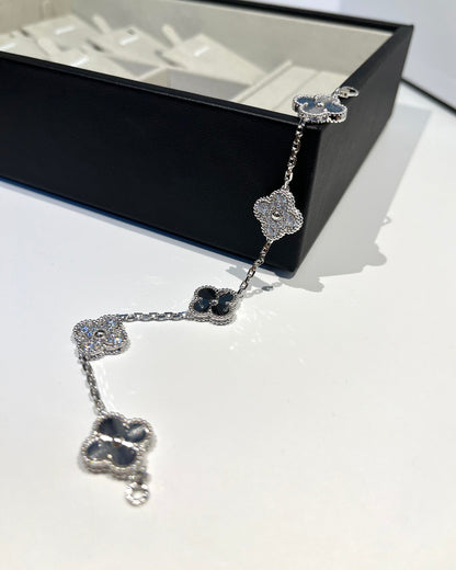 [Solara Jewelry]CLOVER 5 MOTIF SILVER DIAMOND BRACELET