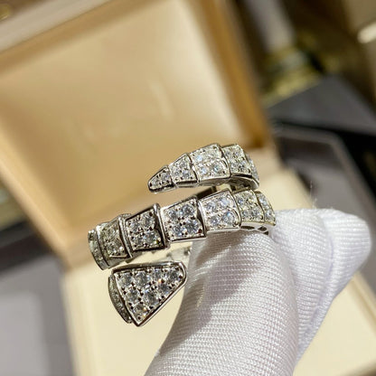 [Solara Jewelry]SERPENTI DOUBLE RING SILVER DIAMOND PAVED