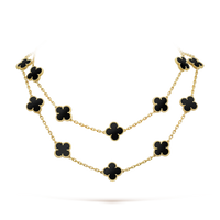 [Solara Jewelry]CLOVER 20 MOTIFS ONYX NECKLACE