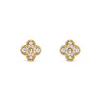 [Solara Jewelry]CLOVER MEDIUM 1 MOTIFS FUll DIAMOND EARRINGS