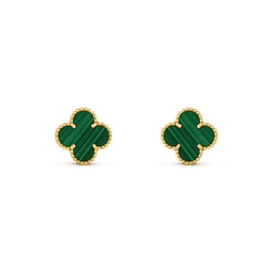 [Solara Jewelry]CLOVER MEDIUM 1 MOTIFS MALACHITE  EARRINGS