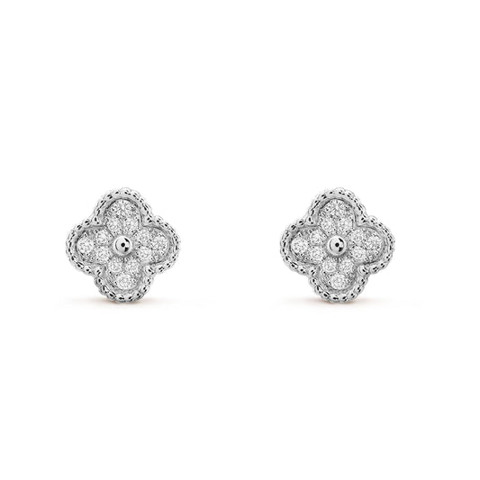 [Solara Jewelry]CLOVER MINI DIAMOND STUD EARRINGS