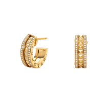[Solara Jewelry]ZERO 1 ROCK GOLD EARRINGS WITH STUDDED SPIRAL AND PAVED DIAMONDS