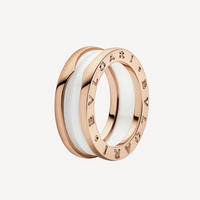 [Solara Jewelry]ZERO 1 TWO-BAND LOOPS AND WHITE CERAMIC SPIRAL PINK GOLD RING