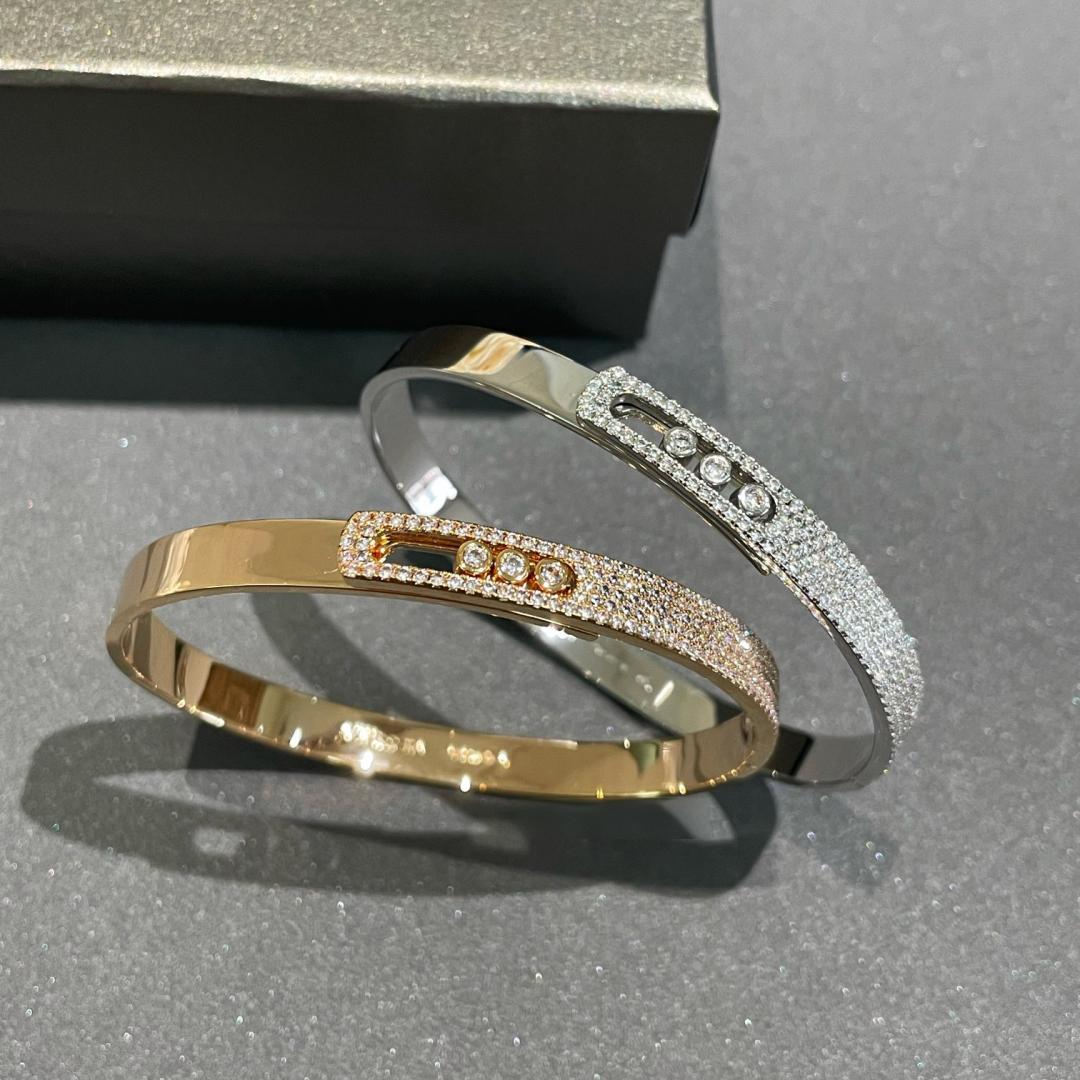 [Solara jewelry]Move Noa Rose Gold Pavé Diamond Bangle Bracelet