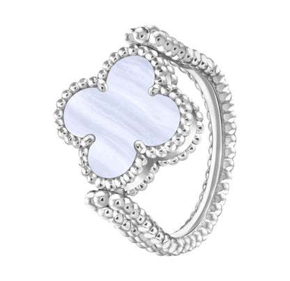[Solara Jewelry]CLOVER RIVERSIBLE PURPLE CHALCEDONY RING