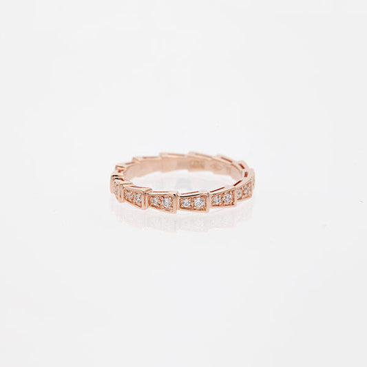 [Solara Jewelry]SERPENTI RING PINK GOLD DIAMOND PAVED 3MM