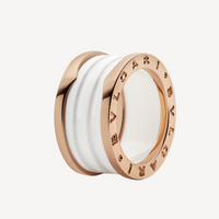 [Solara Jewelry]ZERO 1 FOUR-BAND LOOPS AND WHITE CERAMIC SPIRAL PINK GOLD RING