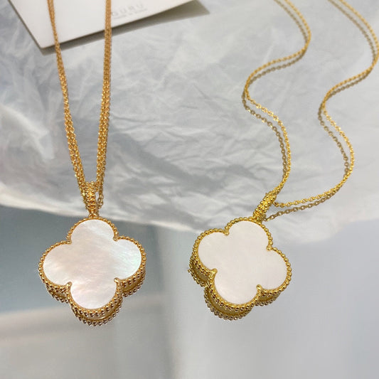[Solara Jewelry]CLOVER 25MM MOP LARGE PENDANT NECKLACE