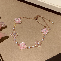 [Solara Jewelry]CLOVER 5 MOTIF PINK BLUE RED WHITE BRACELET