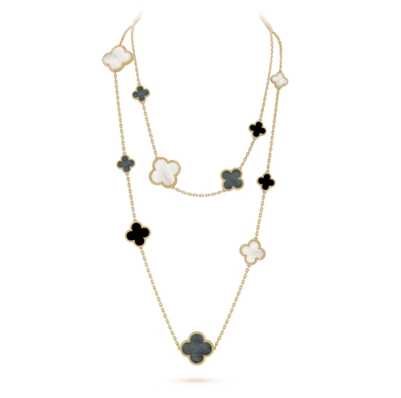 [Solara Jewelry]CLOVER 16 MOTIF WHITE NECKLACE