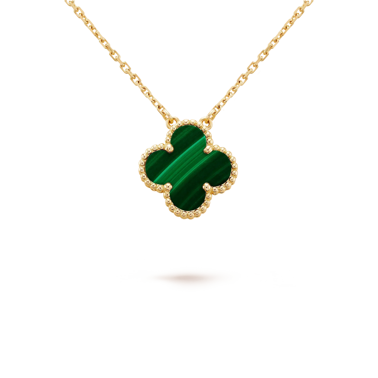 [Solara Jewelry]CLOVER 15MM MALACHITE SINGLE FLOWER  NECKLACE