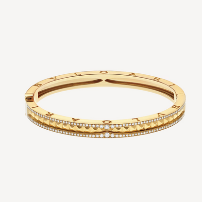 [Solara Jewelry]ZERO 1 SPIRAL AND PAVED DIAMOND GOLD BRACELET