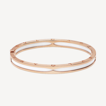 [Solara Jewelry]ZERO 1 PINK GOLD WITH WHITE CERAMIC BRACELET
