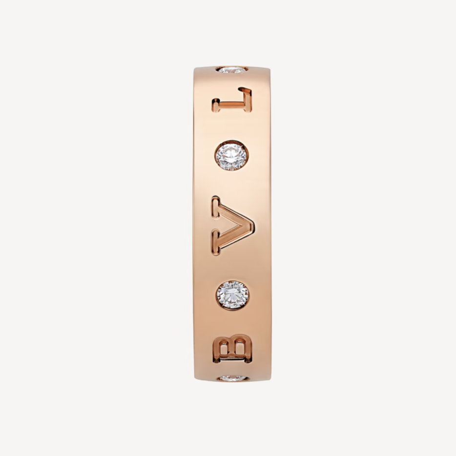 [Solara Jewelry]ZERO 1 ESSENTIAL PINK GOLD BAND WITH DIAMONDS RING