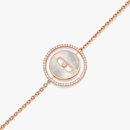 [Solara jewelry]LUCKY MOVE WHITE MOTHER OF PEARL PINK GOLD DIAMOND BRACELET