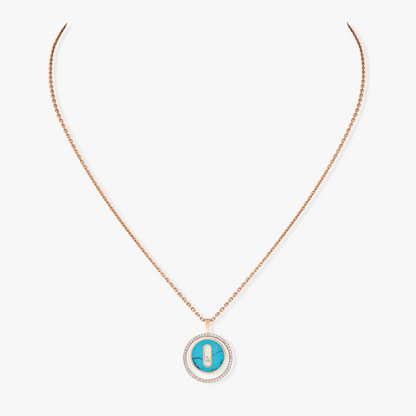 [Solara jewelry]LUCKY MOVE 1 DIAMOND TURQUOISE PINK GOLD DIAMOND NECKLACE