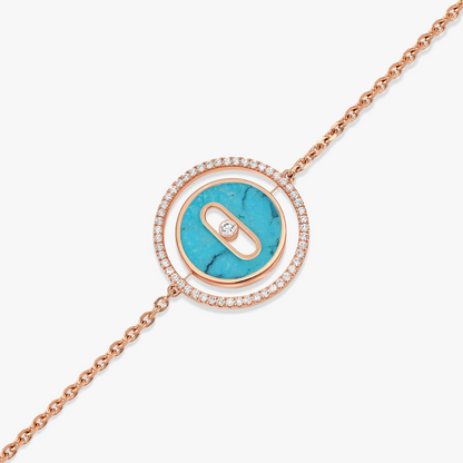 [Solara jewelry]LUCKY MOVE TURQUOISE PINK GOLD DIAMOND BRACELET