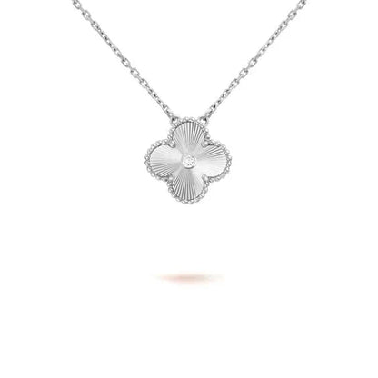 [Solara Jewelry]CLOVER  15MM DIAMOND LASER NECKLACE SILVER