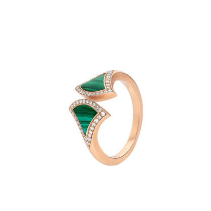 [Solara Jewelry]DREAM MALACHITE DIAMOND OPEN RING