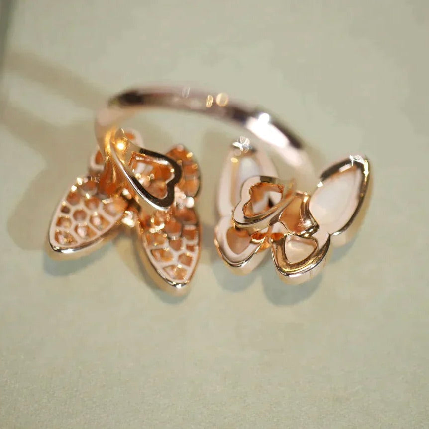 [Solara Jewelry]TWIN BUTTERFLY DIAMOND MOP RING