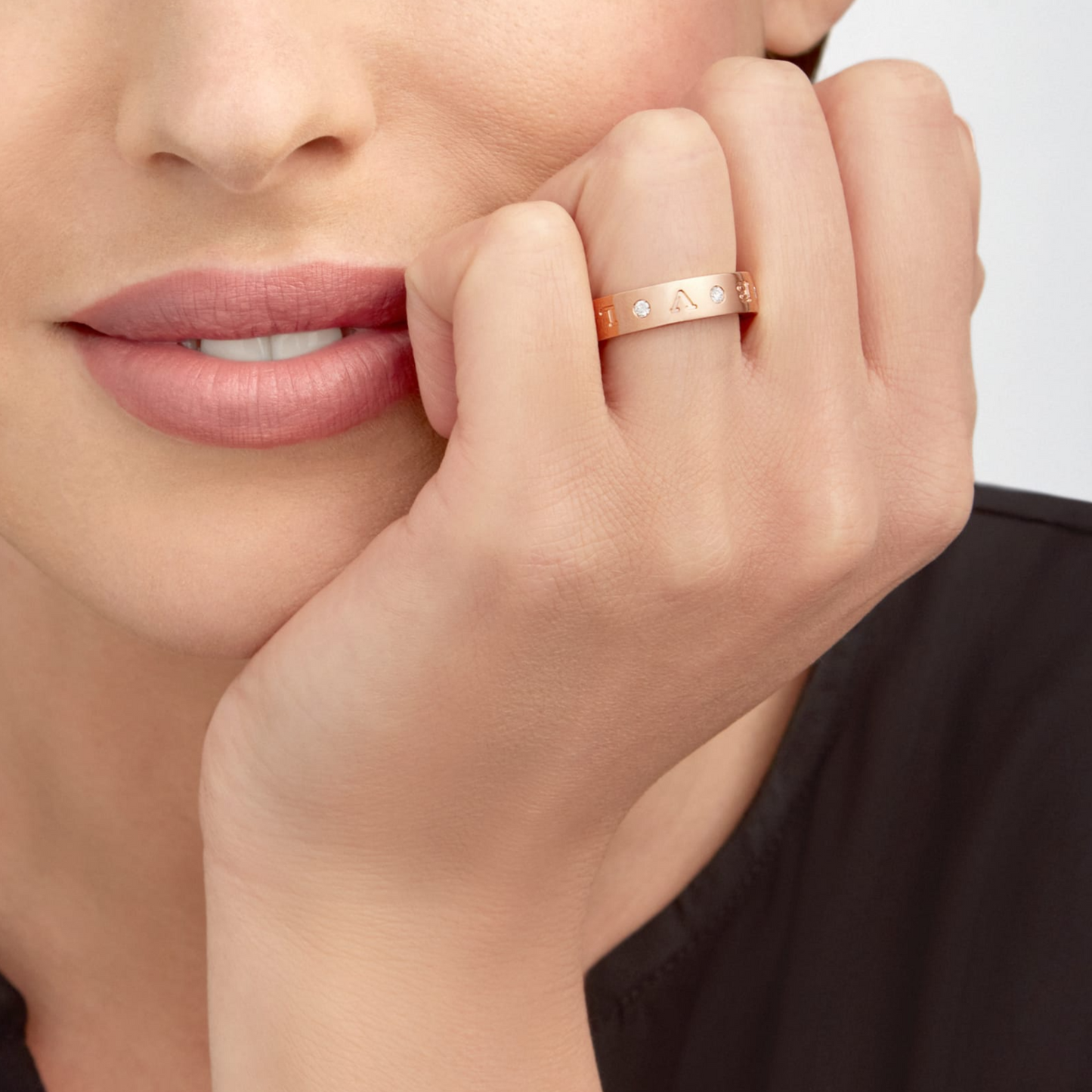 [Solara Jewelry]ZERO 1 ESSENTIAL PINK GOLD BAND WITH DIAMONDS RING