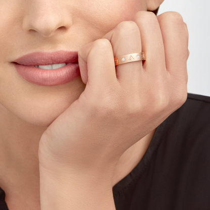 [Solara Jewelry]ZERO 1 ESSENTIAL PINK GOLD BAND WITH DIAMONDS RING